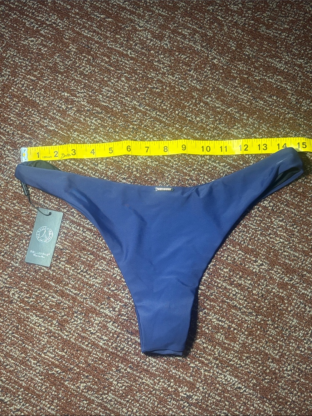NWT mid rise cheeky bikini bottoms navy blue high leg classic swim bottoms Large - Picture 8 of 10